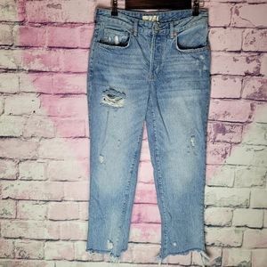 FREE PEOPLE WE THE FREE GOOD TIMES RELAXED JEANS NOVEMBER RAIN DISTRESSED 27